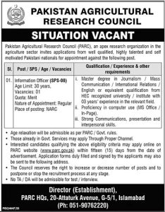 Situation Vacant for Post of Information Officer
