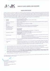 Bank of Azad Jammu and Kashmir Jobs 2024 Apply Online