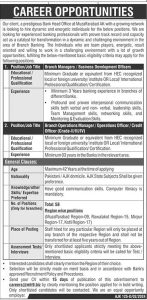 Branch Manager Jobs in a Bank of Azad Jammu and Kashmir 2024