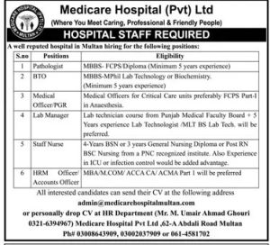 Jobs in Medicare Hospital Multan 2024
