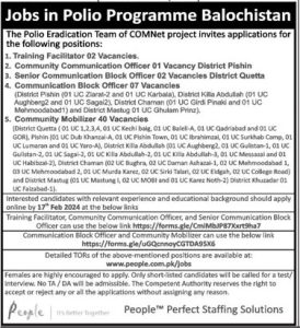 Jobs in Polio Programme Balochistan 2024