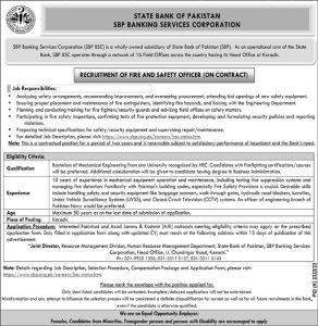 Jobs of Fire and Safety Officer in State Bank of Pakistan 2024