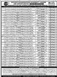 Officer Examination Academy Lahore Job Opportunities