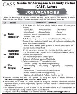 Centre for Aerospace and Security Studies Jobs 2024