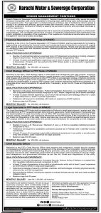 Jobs in Karachi Water and Sewerage Corporation 2024