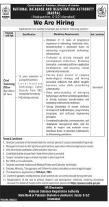 Jobs in NADRA as Chief Technology Officer 2024
