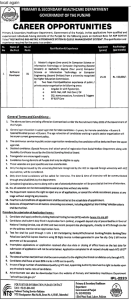 Software Developer Required at Primary and Secondary Healthcare Department Punjab NTS Jobs