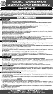 General Manager Required at NTDC Job Advertisement 2024