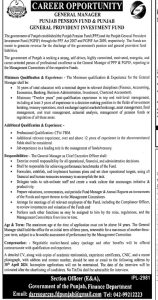 General Manager Required at Punjab Pension Fund and Punjab General Provident Investment Fund