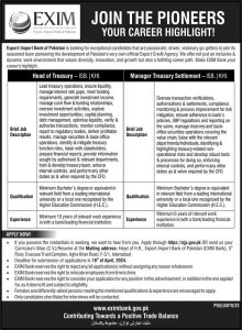 Jobs in EXIM Bank of Pakistan 2024