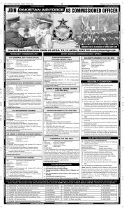 Join Pakistan Air Force as Commissioned Officer 2024 Apply Online