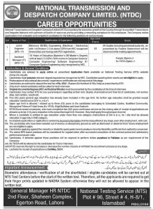 National Transmission and Despatch Company NTS Jobs April 2024