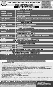 Jobs in Dow University of Health Sciences 2024 Apply Now