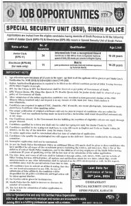 Jobs in SSU Special Security Unit Sindh Police 2024