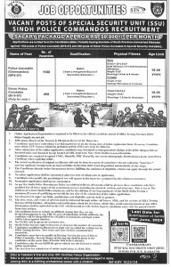 Jobs in Sindh Police Special Security Unit SSU 2024 Apply Online