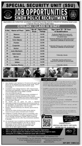 Jobs in Special Security Unit SSU Sindh Police May 2024 Apply Now
