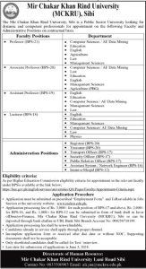 Mir Chakar Khan Rind University Jobs 2024