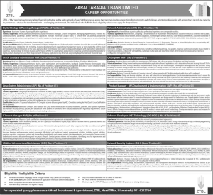 Zarai Taraqiati Bank Limited Jobs May 2024 Apply Online