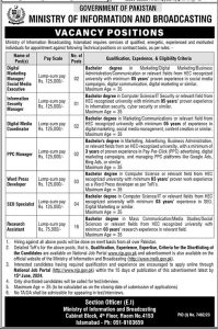 Jobs in Ministry of Information and Broadcasting 2024