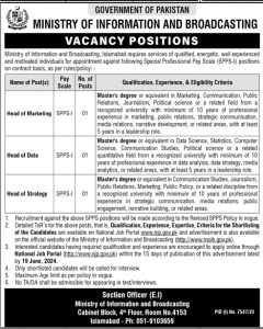 Jobs in Ministry of Information and Broadcasting 2024 Apply Online