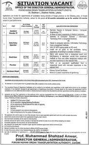 Career Opportunities in Punjab Human Organ Transplantation Authority PHOTA 2024