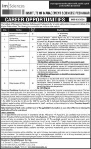 Career Opportunities in the Institute of Management Sciences IMSciences Peshawar 2024