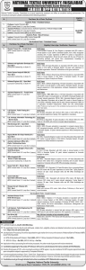 Jobs in National Textile University Faisalabad 2024