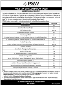 Pakistan Single Window Jobs July 2024