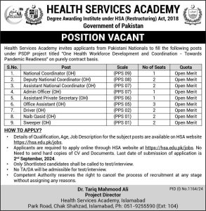 Health Services Academy Jobs 2024 Apply Online