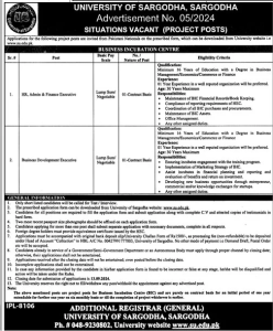 Jobs Opportunities in University of Sargodha Aug 2024