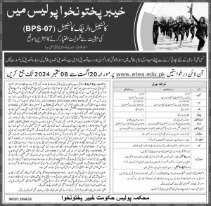 Jobs in KPK Police 2024 for the Posts of Constable and Traffic Constable