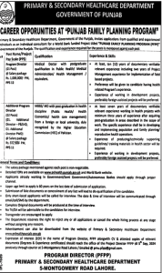 Jobs in Primary and Secondary Healthcare Department Government of Punjab Aug 2024