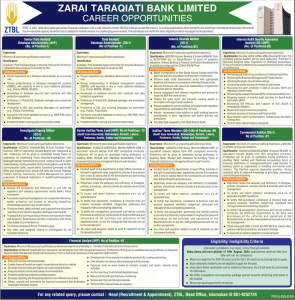 Jobs in ZTBL August 2024 Apply Now