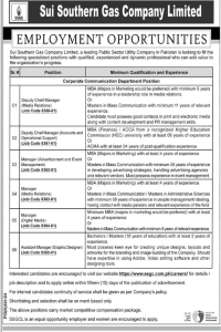 Sui Southern Gas Company Limited Jobs Opportunities Aug 2024