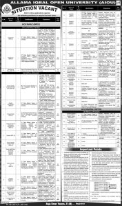 Jobs in Allama Iqbal Open University AIOU 2024 Apply Online