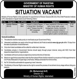 Jobs in Ministry of Human Rights as Director General 2024