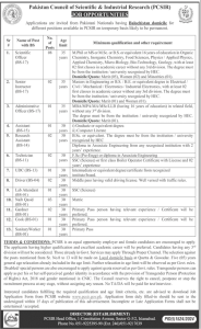 Jobs in PCSIR Pakistan Council of Scientific and Industrial Research Sep 2024